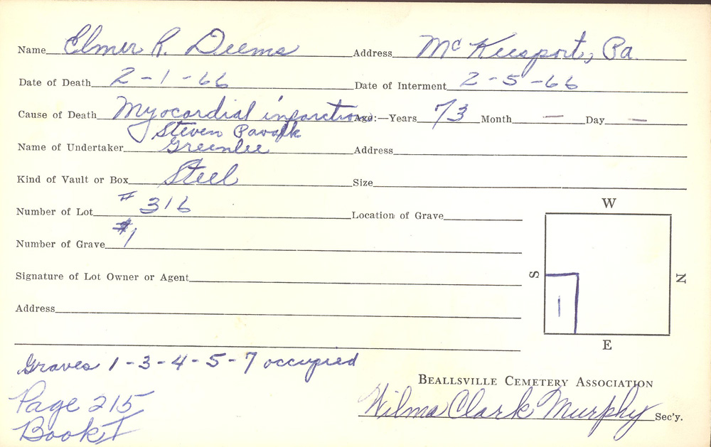 burial card